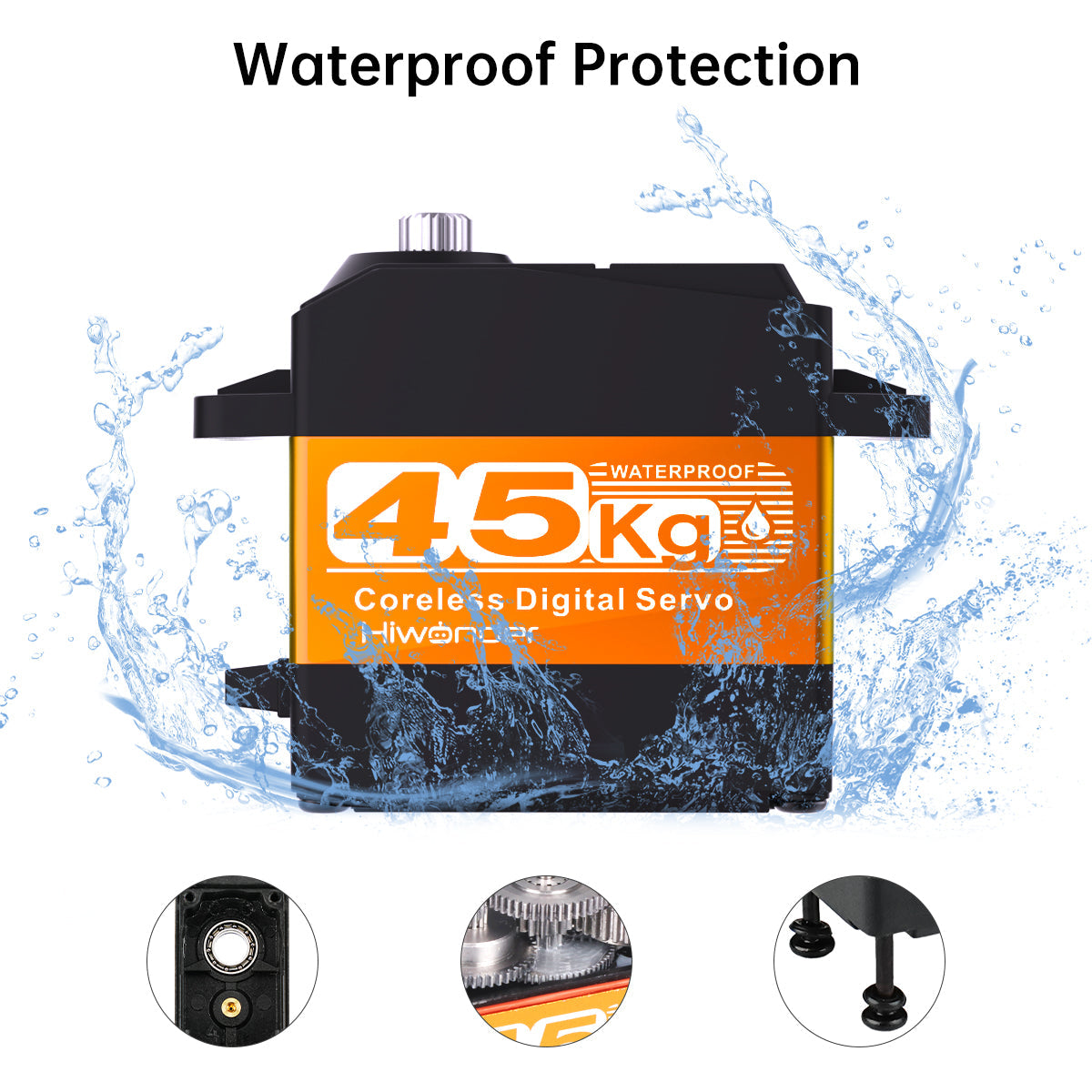 Image of HPS-4518SG High-Speed Coreless Servo 45KG High Torque Stainless Steel Gear Waterproof 180 degree