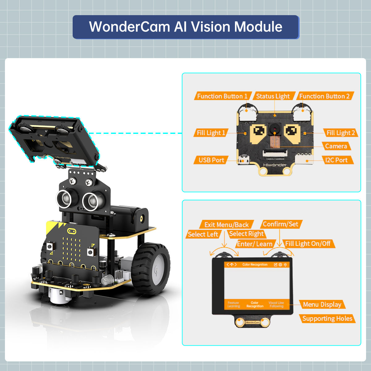 Image of AI Vision Robot Nexbit micro:bit Programming Educational Robot WonderCam Vision Module