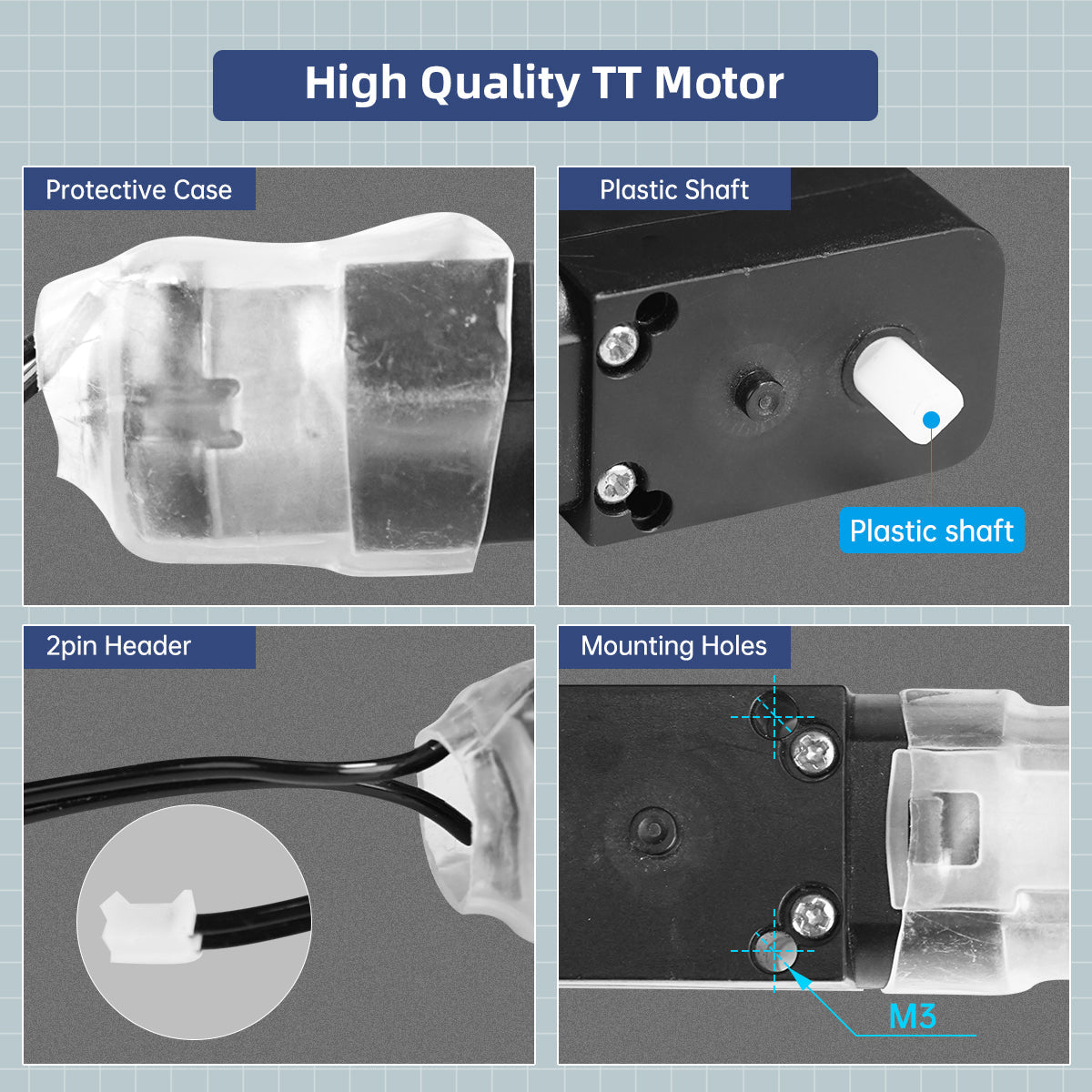 Image of High Quality TT Motor Plastic Shaft 3V-6V 150RPM Ratio 1:42 for Smart Car