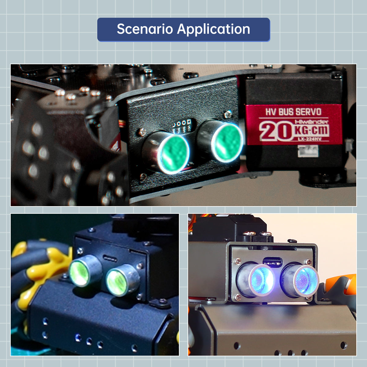 Image of Glowy Ultrasonic Sensor Robot Car Obstacle Avoidance Module