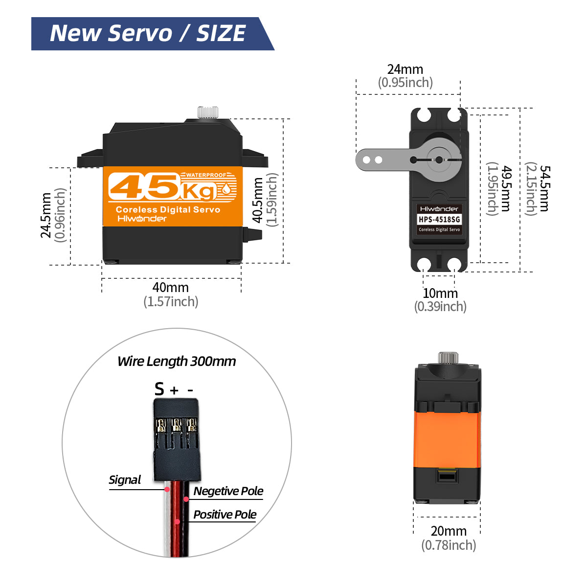 Image of HPS-4518SG High-Speed Coreless Servo 45KG High Torque Stainless Steel Gear Waterproof 180 degree