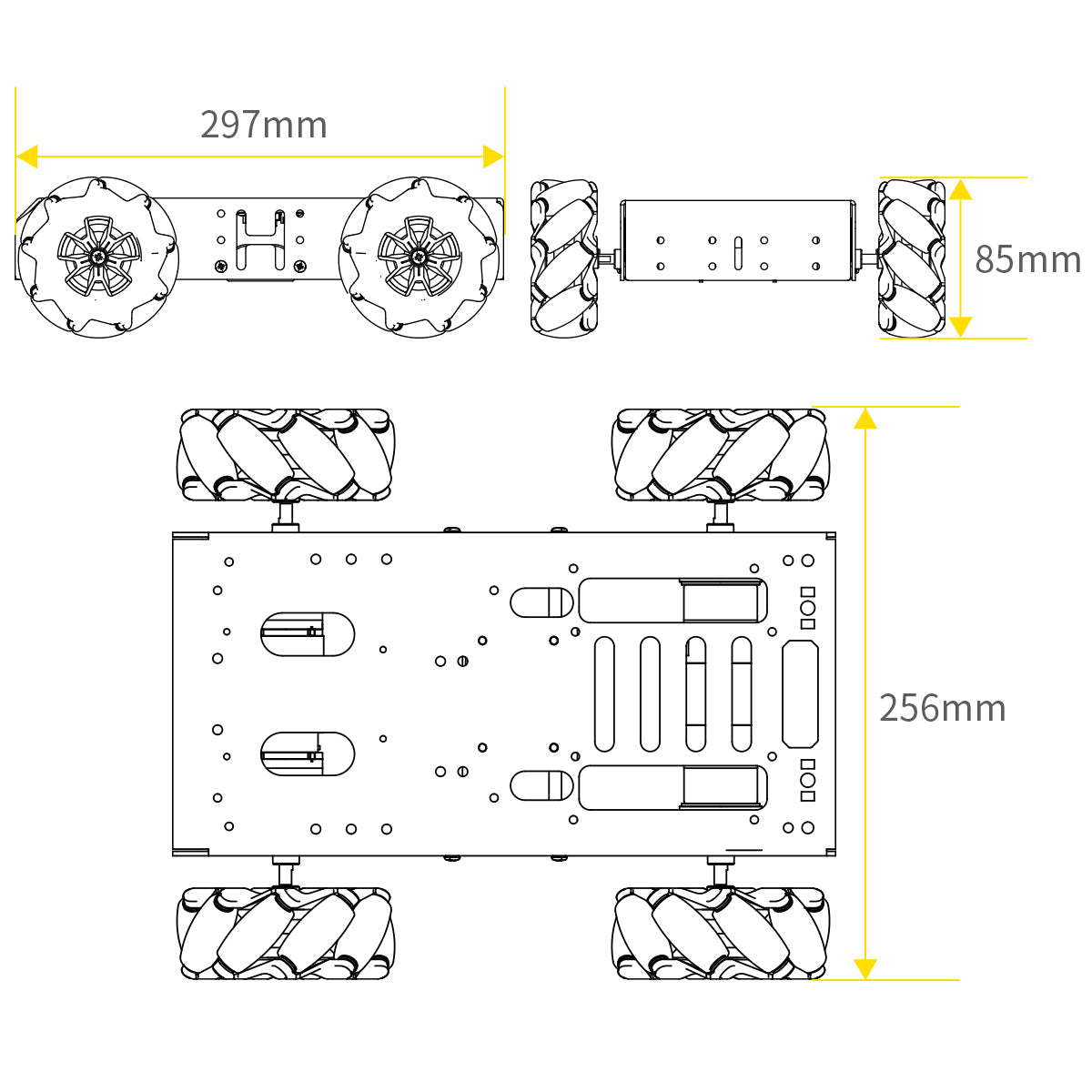 Image of Large Metal 4WD Vehicle Chassis 12V Encoder Geared Motor