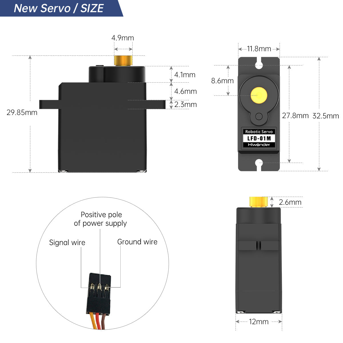 Image of Hiwonder LFD-01M Robot Servo 6V 14g Micro Servo Anti-blocking Metal Gear