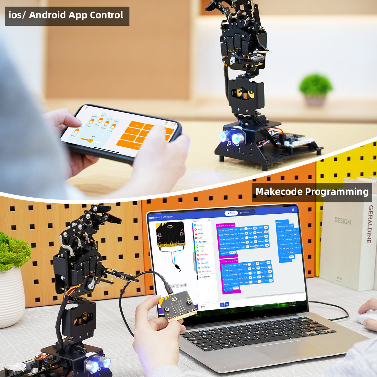 Image of AiHand Open-Source Robotic Hand micro:bit V2 WonderCam AI Vision Module
