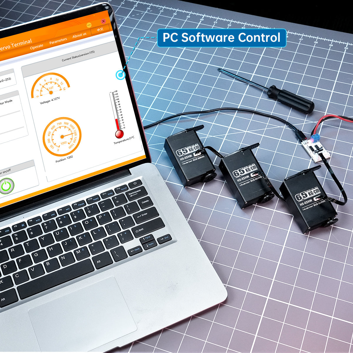 Image of Hiwonder HX-65HM Intelligent Serial Bus Servo Full Metal Gear 65KG 360°
