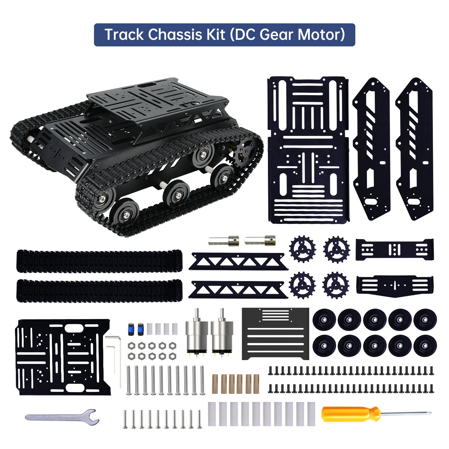 Image of Tank Car Chassis Kit Shock Absorbing DC Geared Motor Black