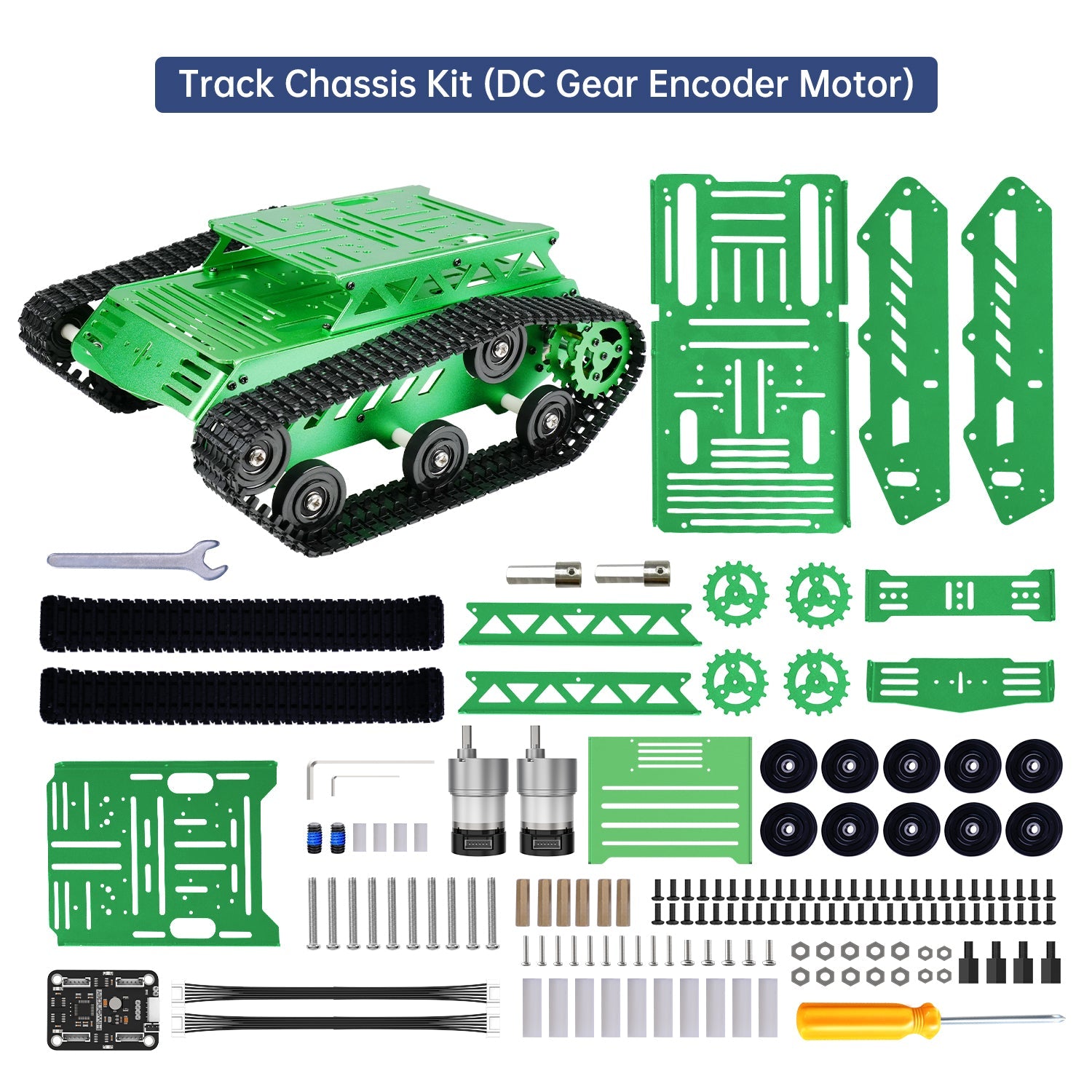 Image of Tank Car Chassis Kit Shock Absorbing DC Geared Motor Green